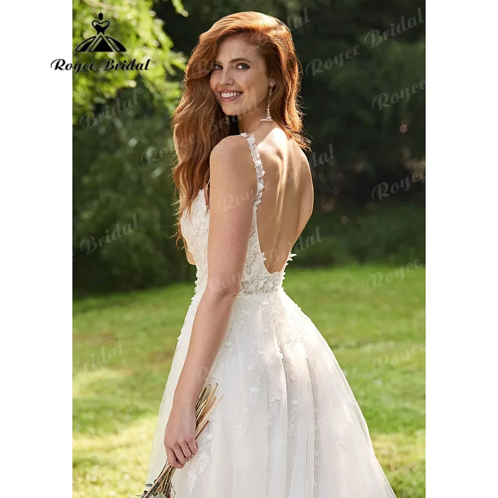 Винтажное кружевное свадебное платье в стиле бохо на бретельках для женщин 2025