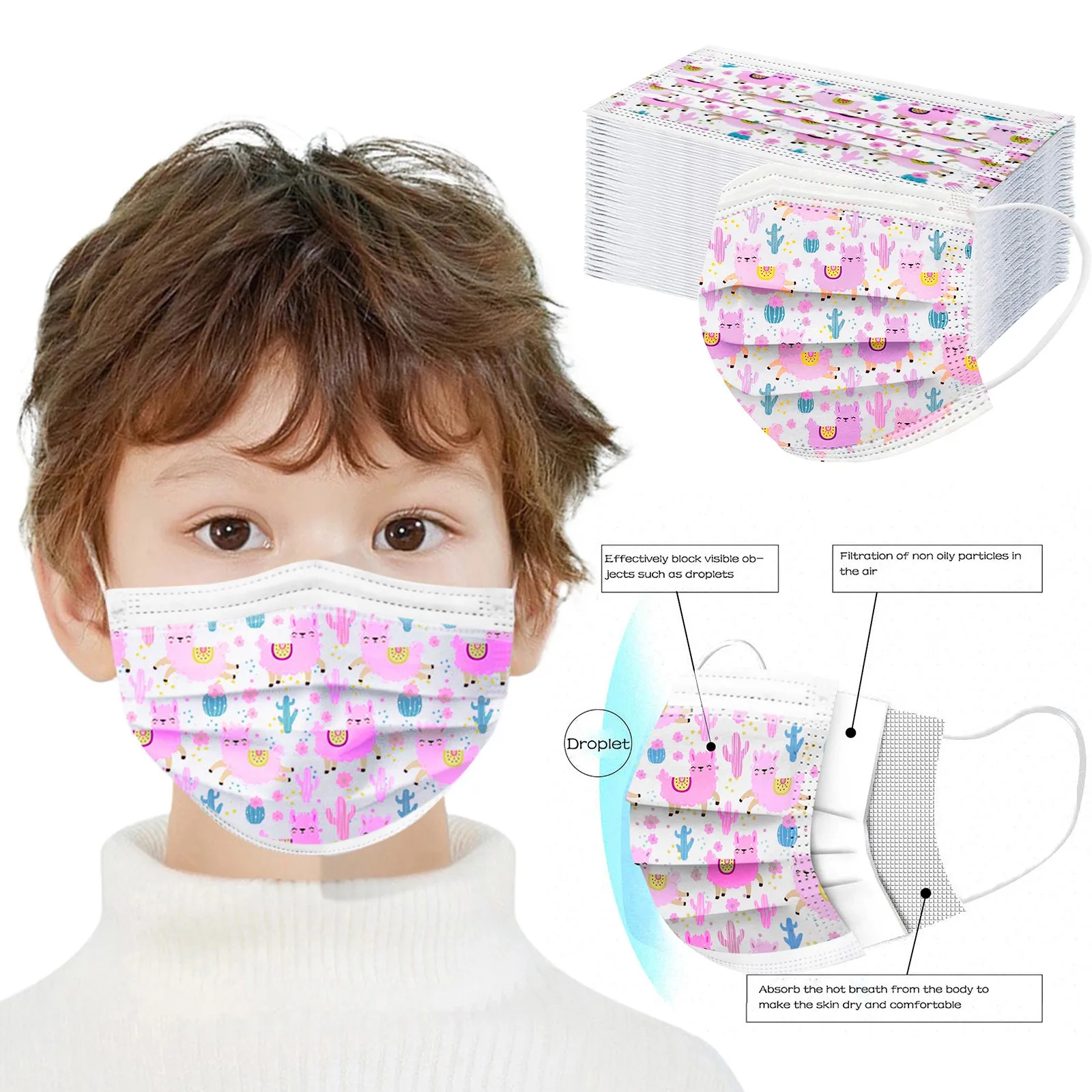 

50 шт., детская одноразовая маска для лица