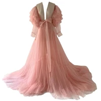 photo shoot robe dress maternity women photo gowns for photoshoot sheer long tulle robe pink bridal lingerie robe custom made