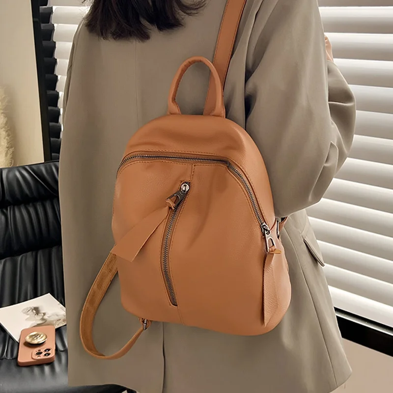 

Women's Small Backpack PU Leather Female Purse Fashion Solid Student Schoolbag Teenage Girls Boys Travel Backpack