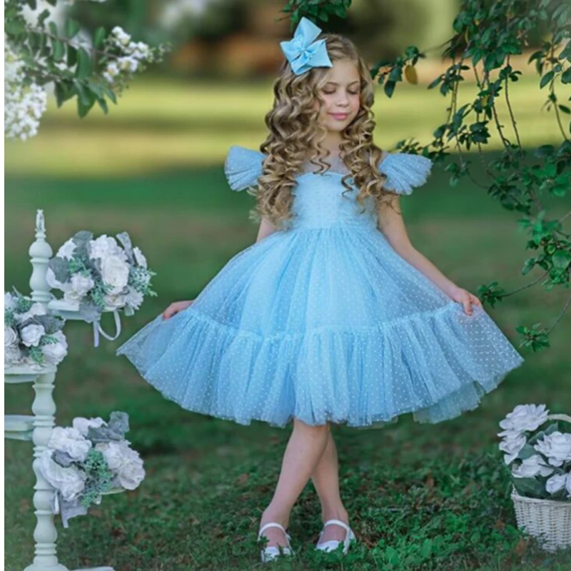 Детское свадебное платье для девочек элегантные платья с оборками на рукавах