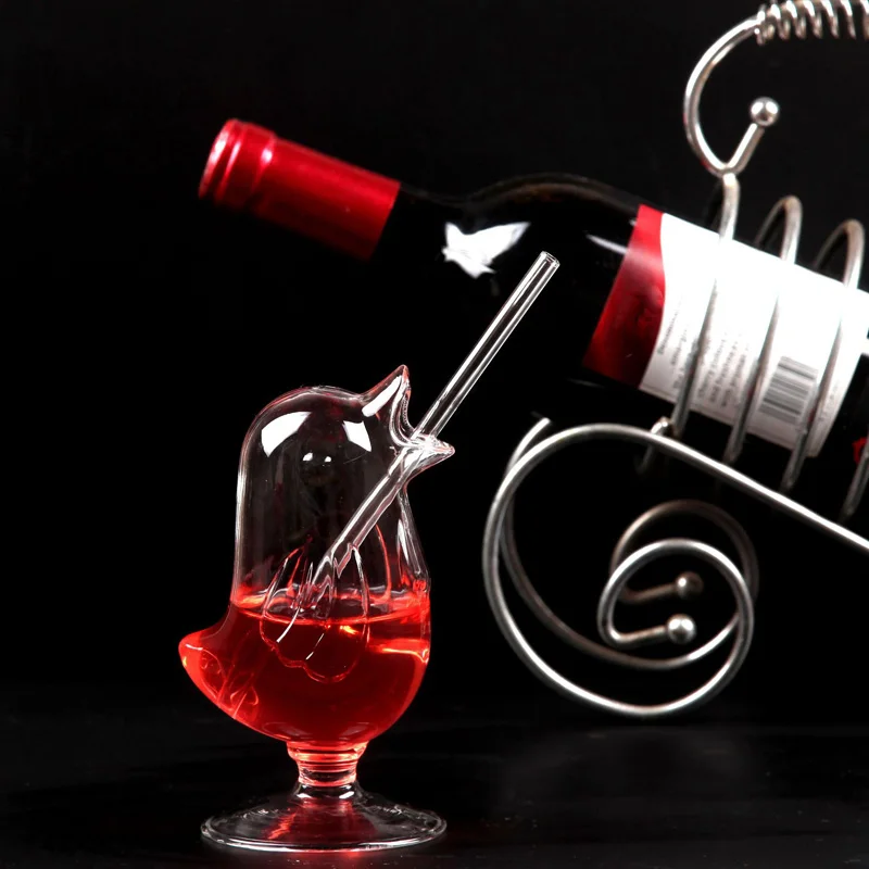 

Creative Design Bird Shaped Glass 160ML Clear Straw Glass Cocktail Juice Drink Wine Glass Home Dinner Party Drink Gift Decoratio