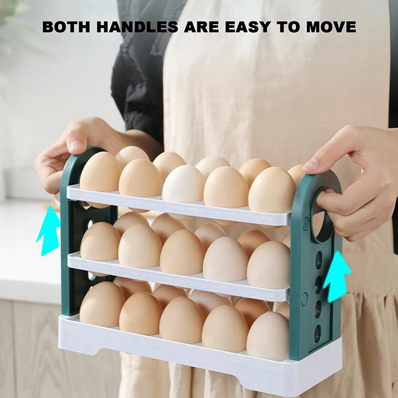 

Egg Storage Container For Household Fridge Flip Egg Fresh-Keeping Case Holder Large Capacity Egg Refrigerator Tray