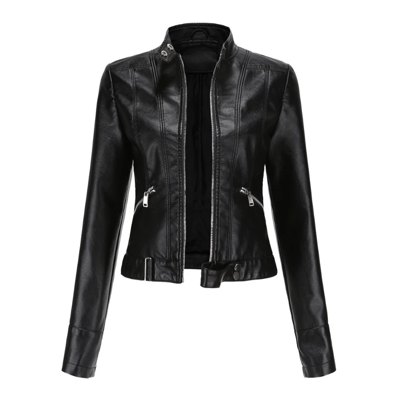 2021 new leather clothes women's short small coat spring and autumn collar women's Leather Jacket Women's thin leather coat