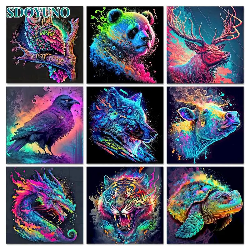 

SDOYUNO 40x50cm Painting By Numbers On Canvases Animal DIY Craft Kits Handmade Oil Pictures Coloring By Numbers Home Decoration