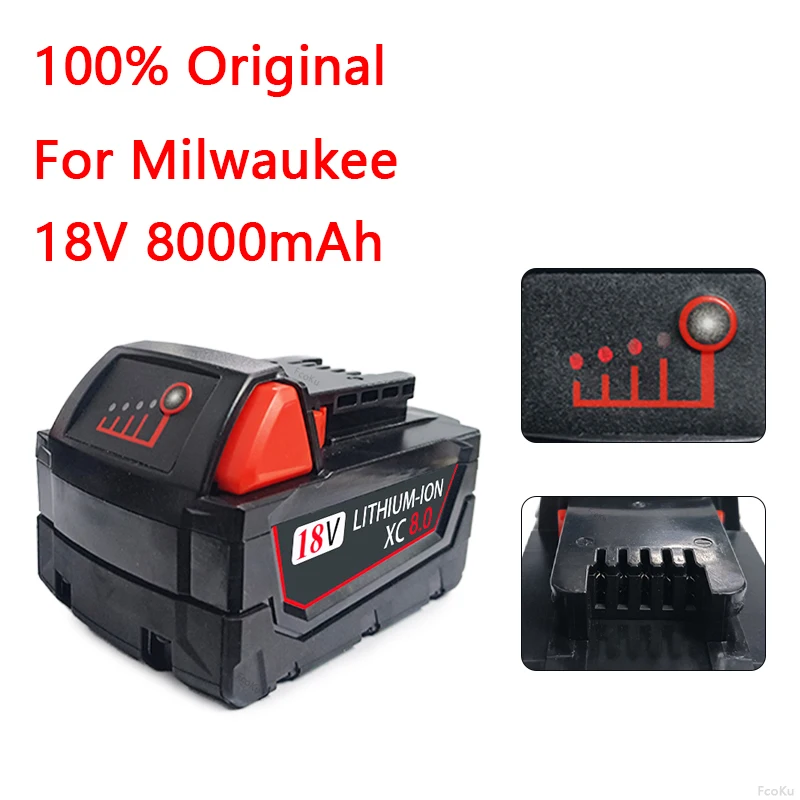 

18V 8.0Ah Replacement For Milwaukee Lithium Battery 48-11-1860 48-11-1850 48-11-1840 48-11-1820 Rechargeable Batteries
