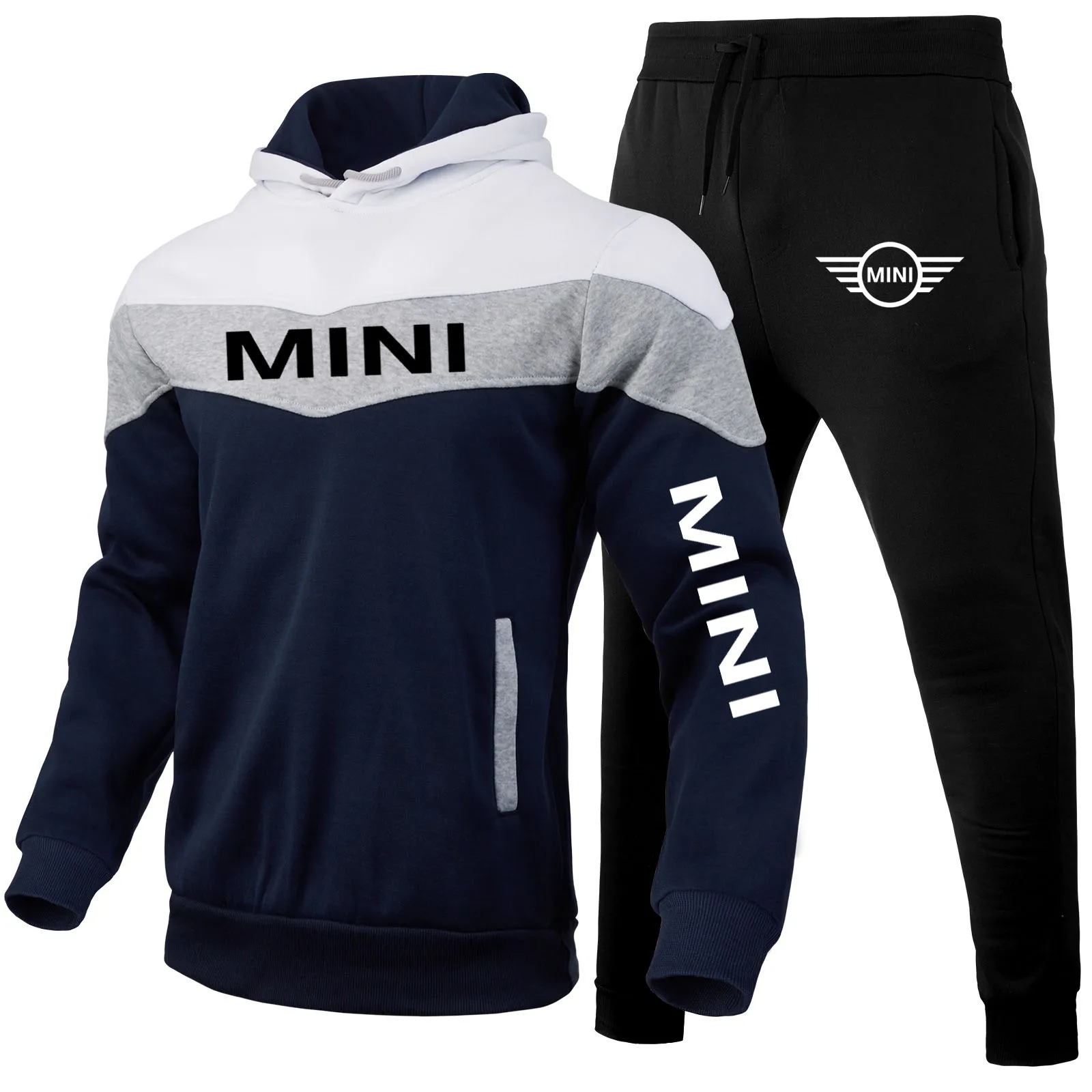 

2022 NEW High Quality Cotton Sweater Hoodie mens Set Mini car logo print 2022 New Hoodie mens 2 Piece Set Fleece Hoodie + pants
