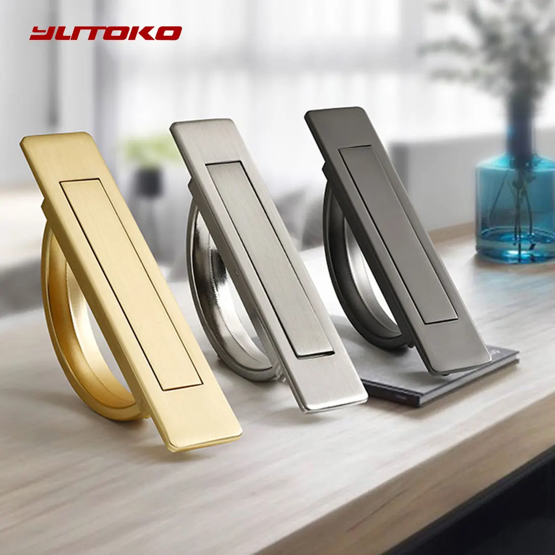 

YUTOKO Tatami Handles Cabinet Handles Black Gold Zinc Alloy Kitchen Cupboard Pulls Drawer Knobs Bedroom Door Furniture Hardware