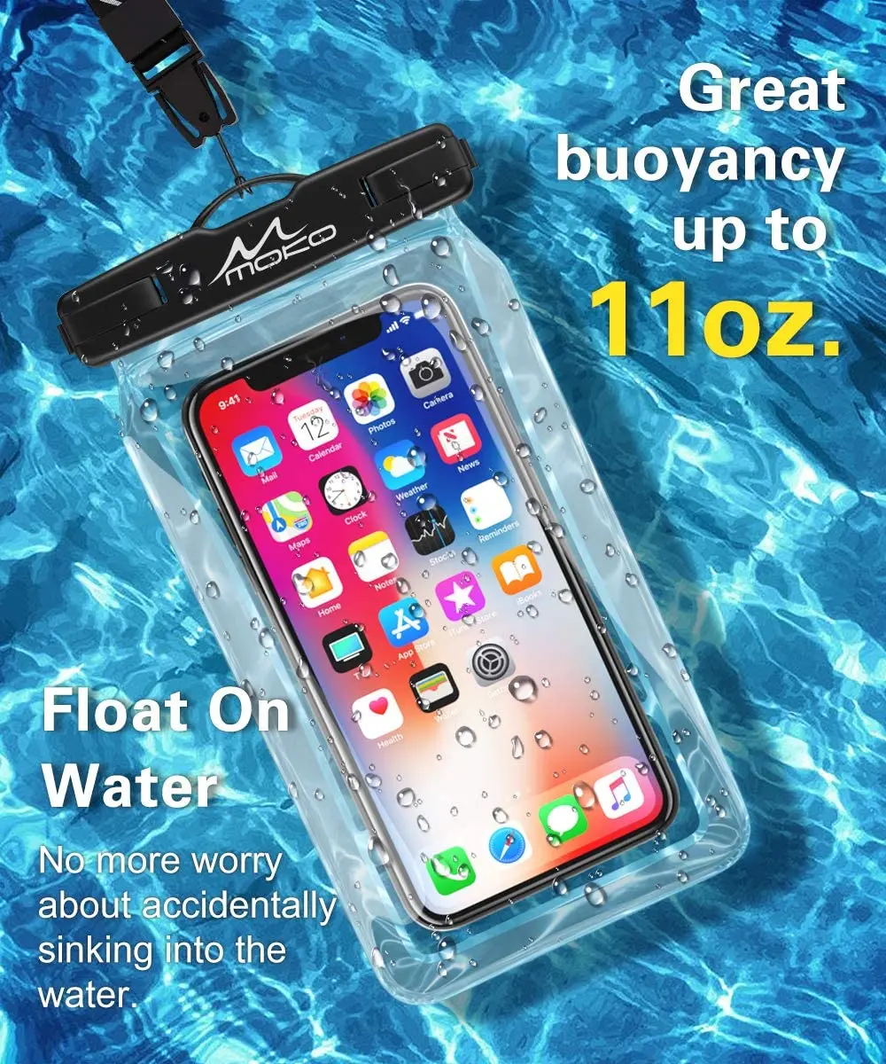 MoKo Floating Waterproof Phone Pouch 2 Pack Floatable Phone Case Dry Bag with Lanyard for iPhone 14 13 12 11 Pro Max X Xr Xs SE