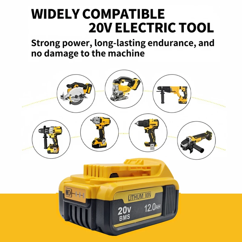 Фото Аккумулятор DeWALT 20В 3Ач 12Ач для DCB606 DCB205 DCB206 DCB209 DCB182, литий-ионный, быстрая зарядка, для электроинструментов №3