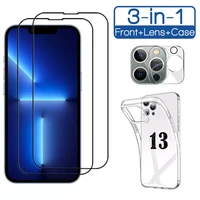 13pro 12pro 11pro silicon with screen camera protector glass for iphone 13 promax front back cover iphone 11 12 13 funda