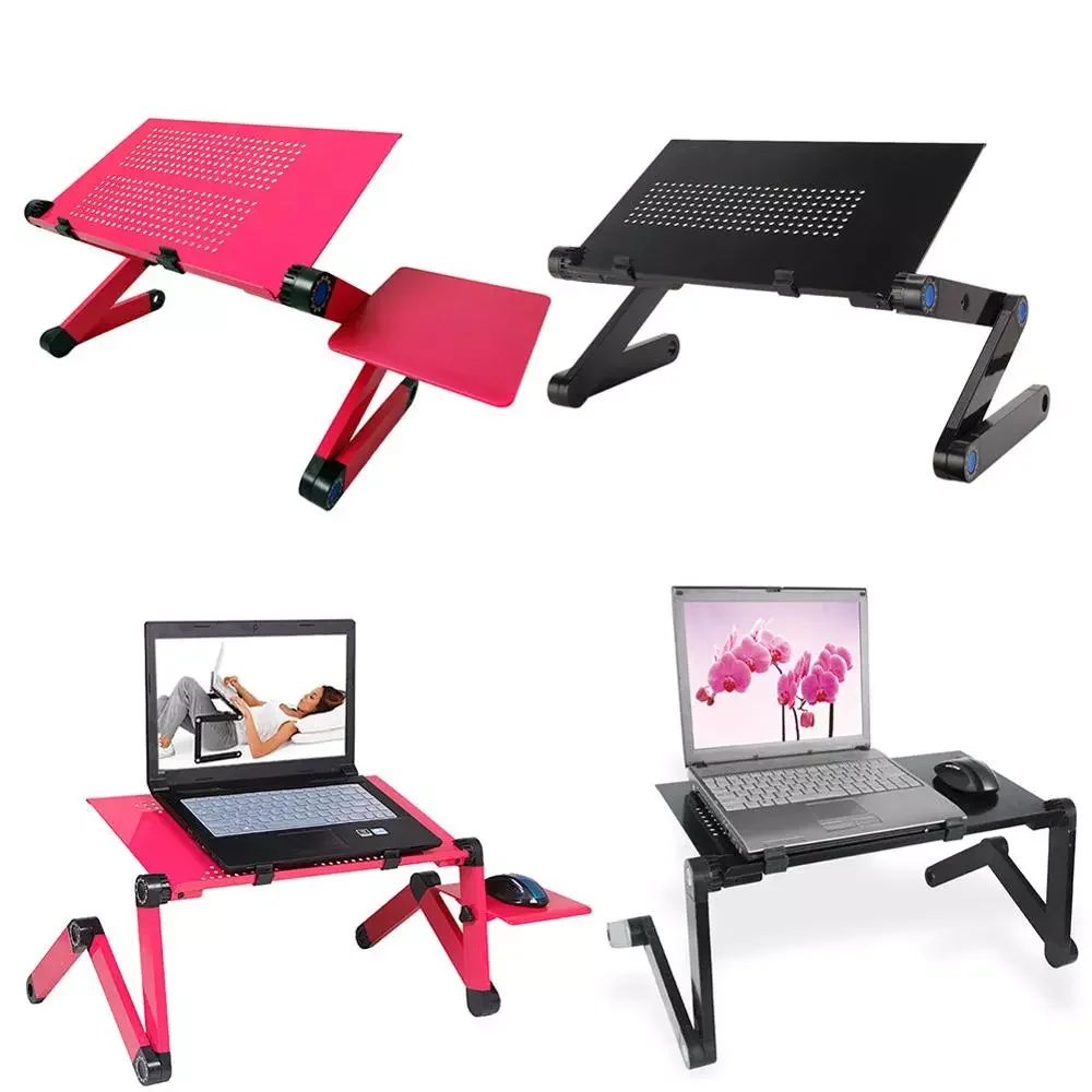 

Adjustable Aluminum Laptop Desk Ergonomic Portable TV Bed Lapdesk Tray PC Table Stand Notebook Table Desk Stand With Mouse Pad