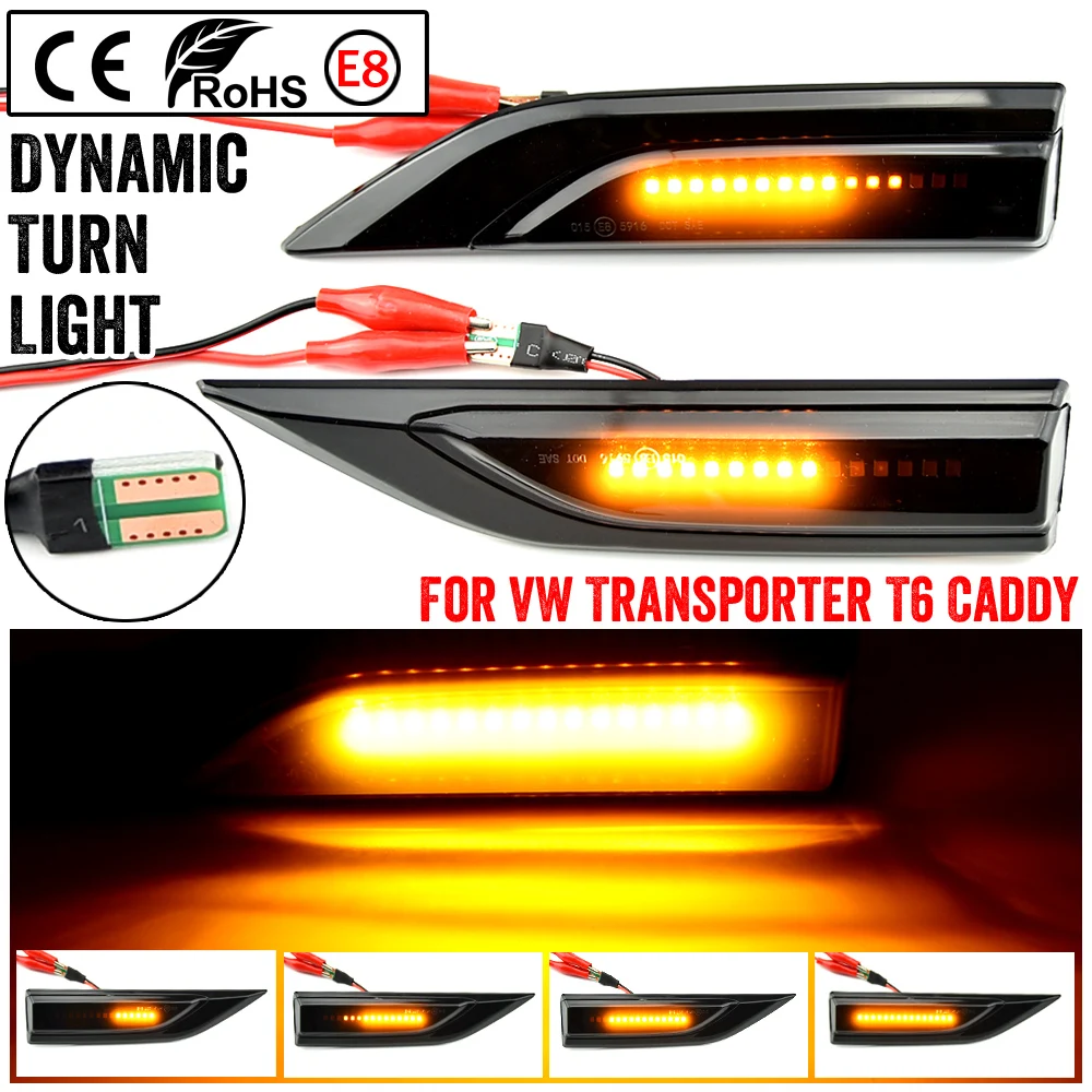 

Dynamic LED Side Marker Lights Flowing Sequential Turn Signal Light Blinker For VW Transporter T6 Multivan Caddy MK4 2015-2019