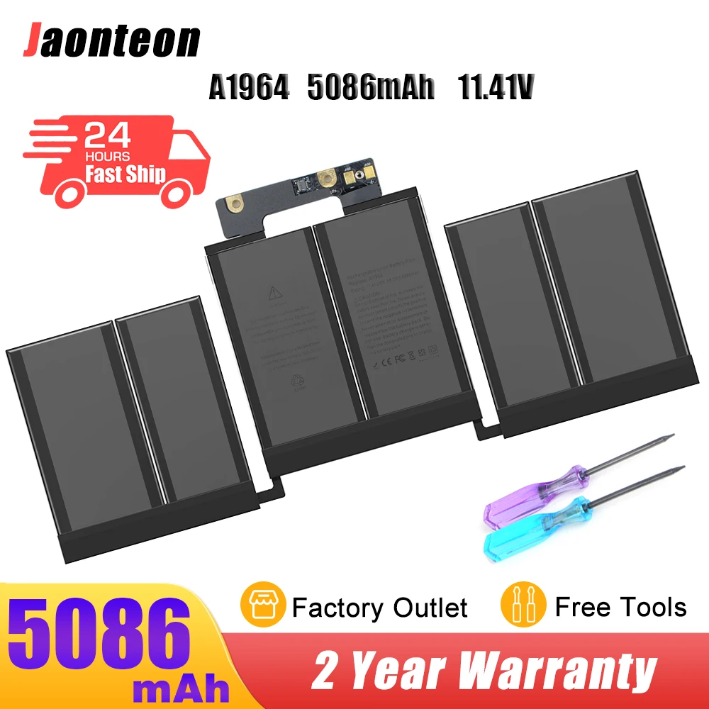 

Jaonteon 58Wh A1964 Laptop Battery For Apple Macbook Pro 13" A1989(Mid 2018/2019) A2251(2020) EMC 3214 EMC3358 EMC3348 020-02497
