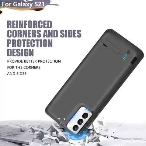 Чехол для зарядного устройства для Samsung Galaxy S21, внешний аккумулятор, расширенная крышка для зарядки аккумулятора, externe 4800 мАч
