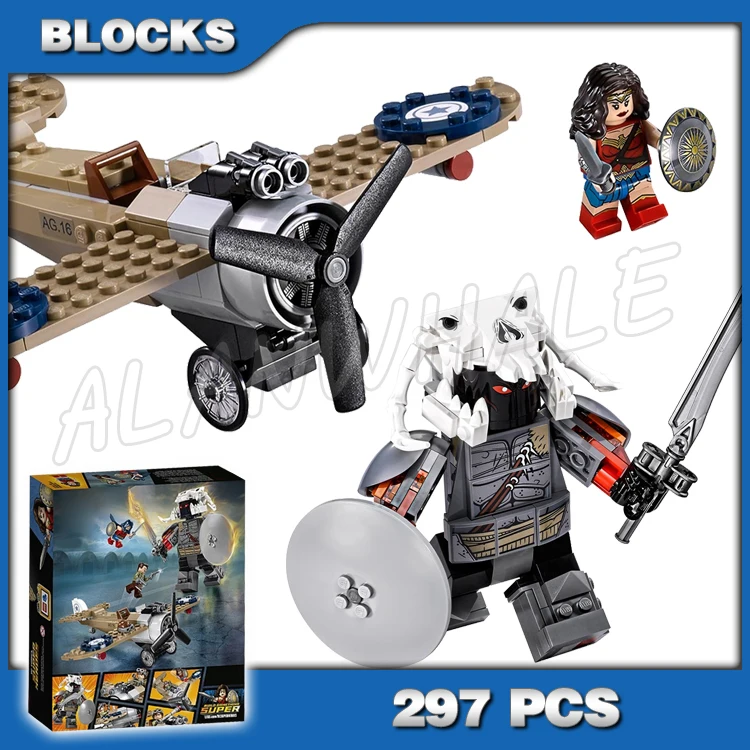 

297pcs Super Fighter Revengers Woman Warrior Battle Villainous Ares Plane Shield 10744 Building Blocks Toy Compatible With Model