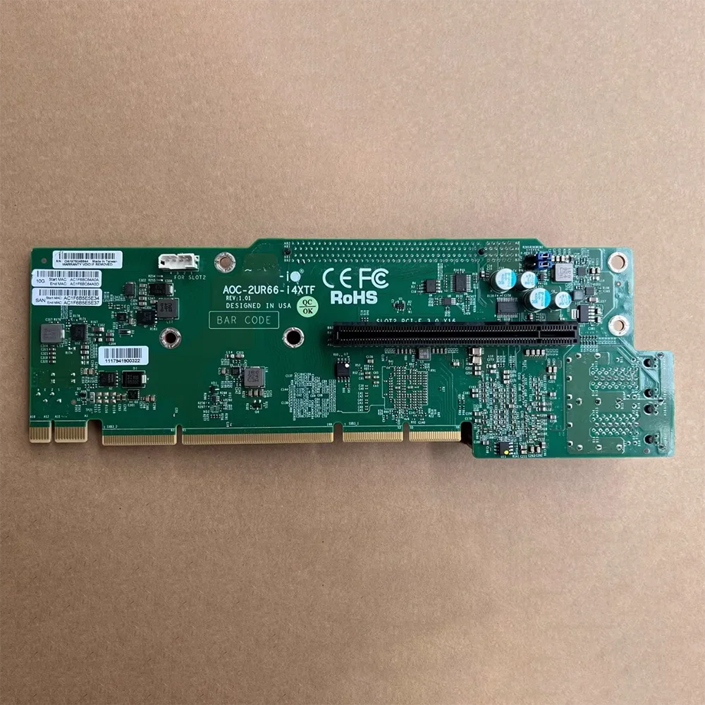 Для сервера Supermicro 8001-22 AOC-2UR66-i4XTF PCI-EX16 3.0 четырехпортовая карта расширения сетевая