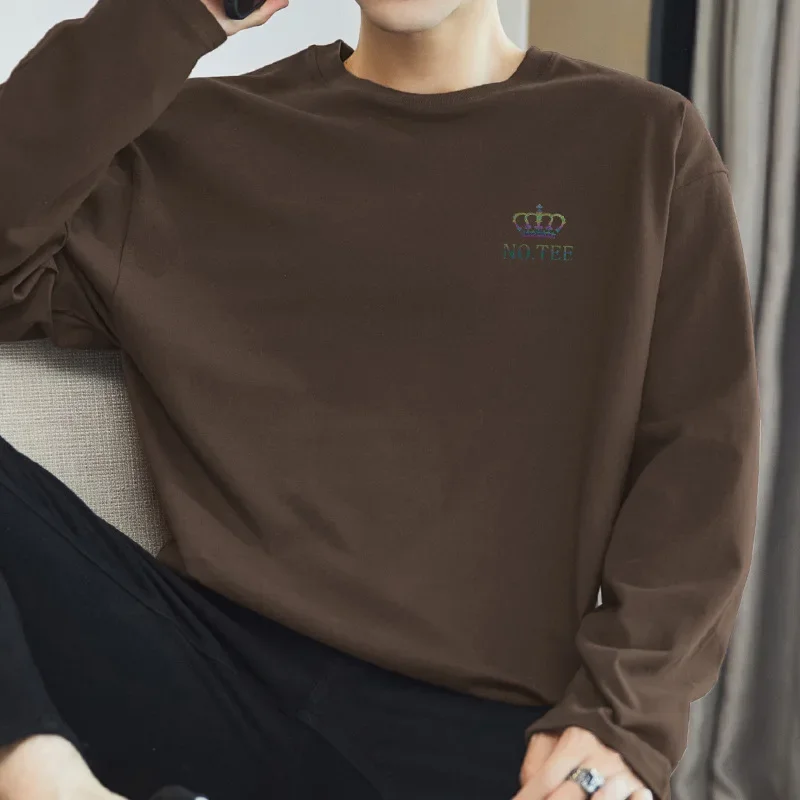 260 г футболка из чистого хлопка с длинными рукавами в американском стиле мужская