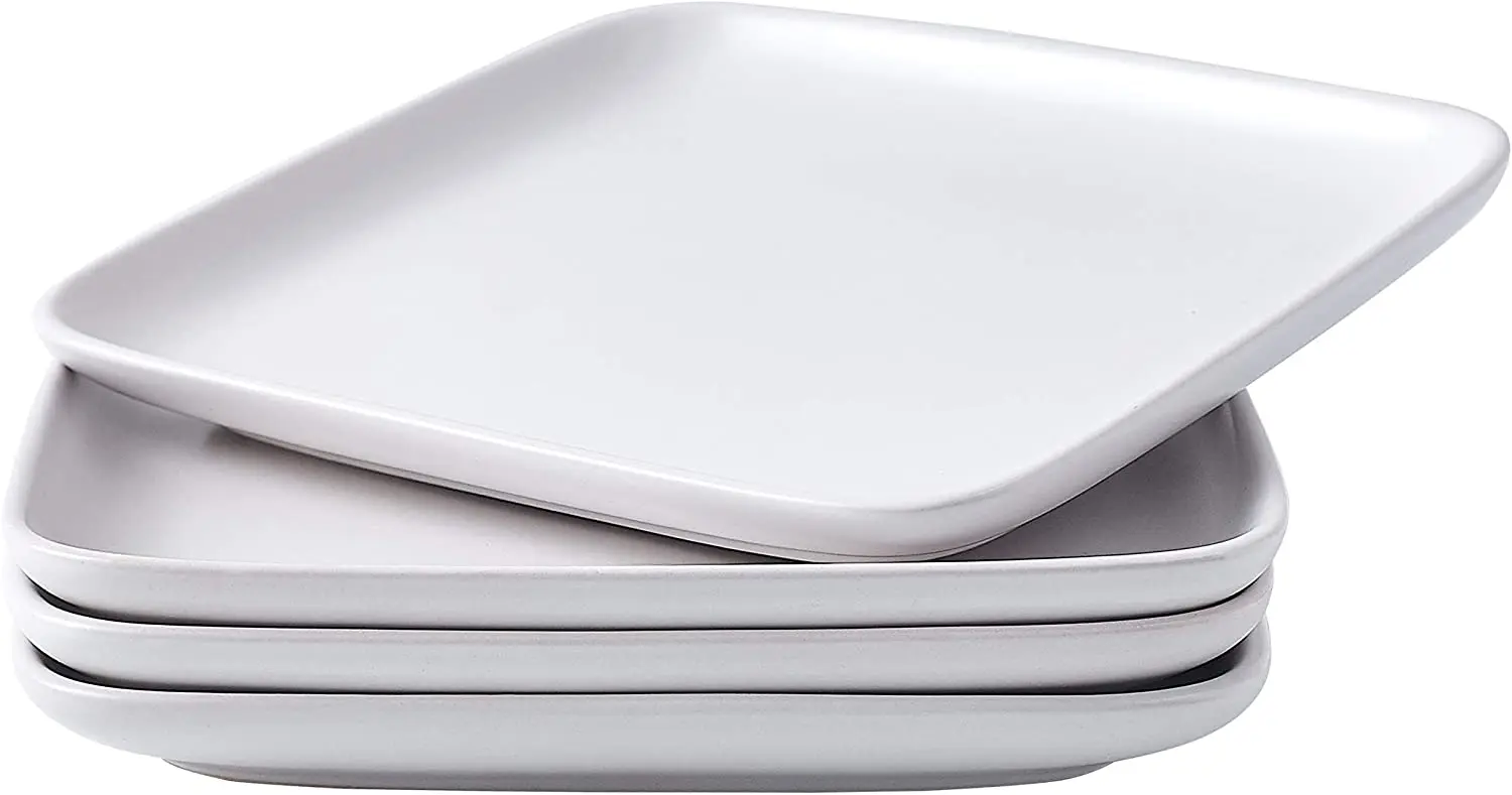 

8-Inch Set Of 4 Heavy Duty Ceramic Dinner Plates Elegant Matte