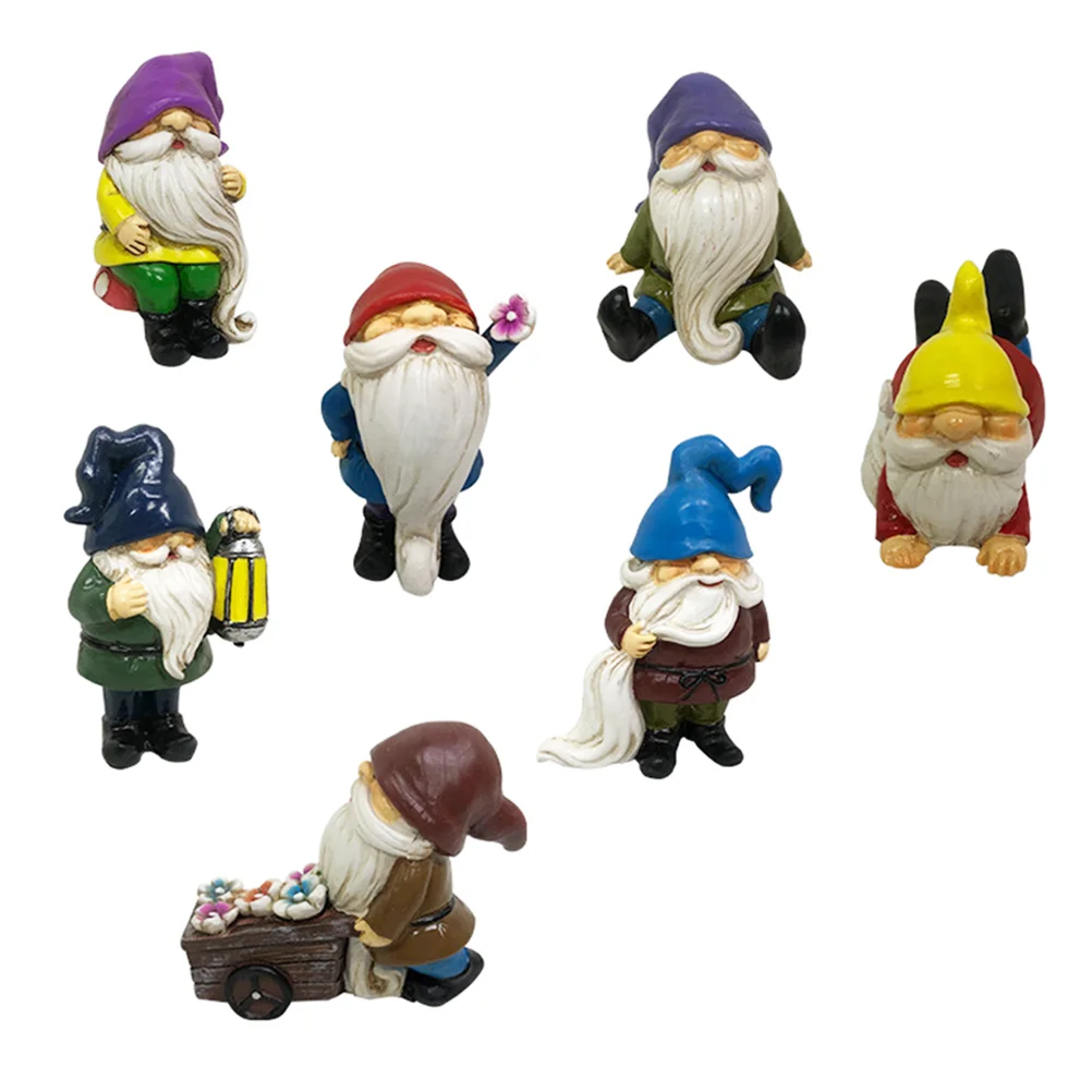 

Gnomes Gnome Miniature Figurines Small Christmas Figurine Fairy Minifigures Fairies Faceless Seven Pot Flower Dwarfs Garden