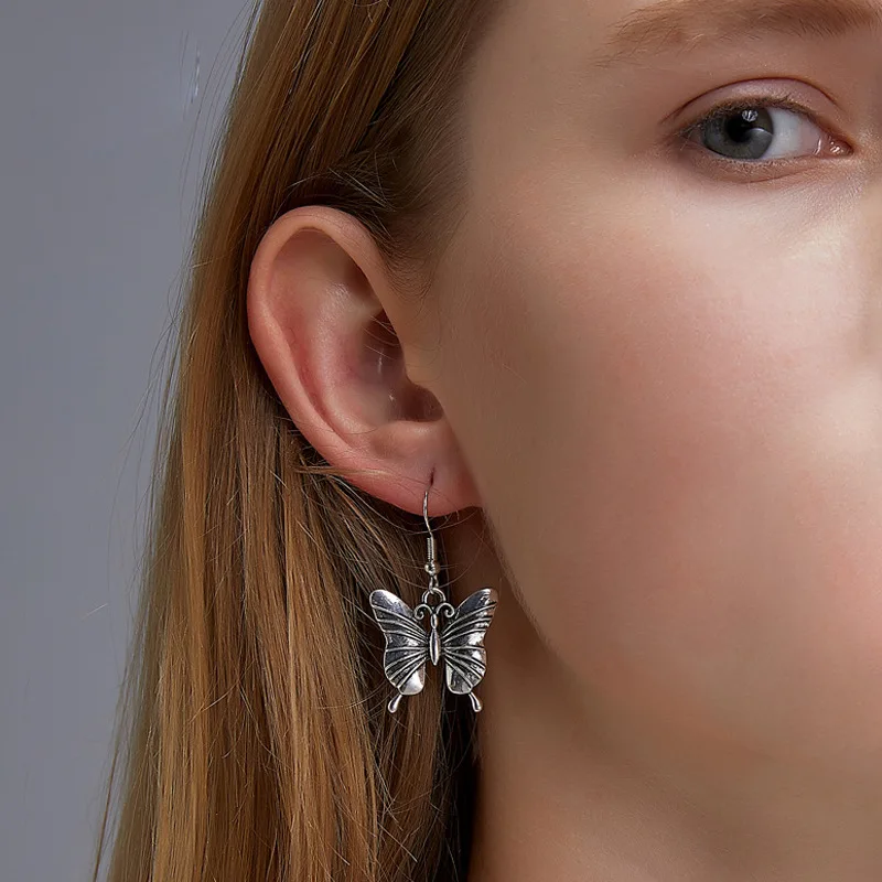 

MODOMA 2023 New Vintage Antique Silver Women Earrings Aesthetic Design Goth Piercing Earrings y2k Accessories Korean Jewelry