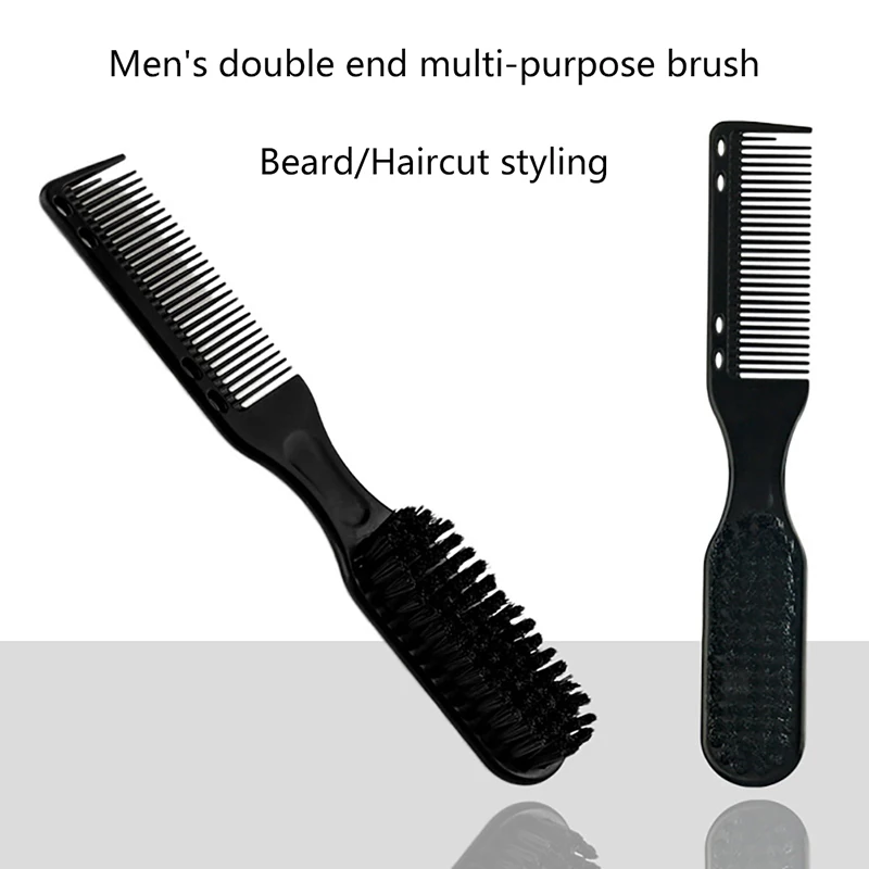 

Двусторонняя щетка, черная маленькая щетка для бороды, профессиональная щетка для бритья бороды, винтажная щетка для чистки и резьбы