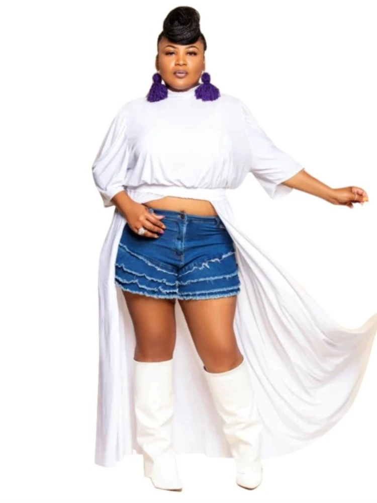 

4XL Plus Size Women Dresses Half Sleeve Patchwork Big Size Robes Summer Solid Fashion Street Style Sexy Oversize Long Maxi Dress