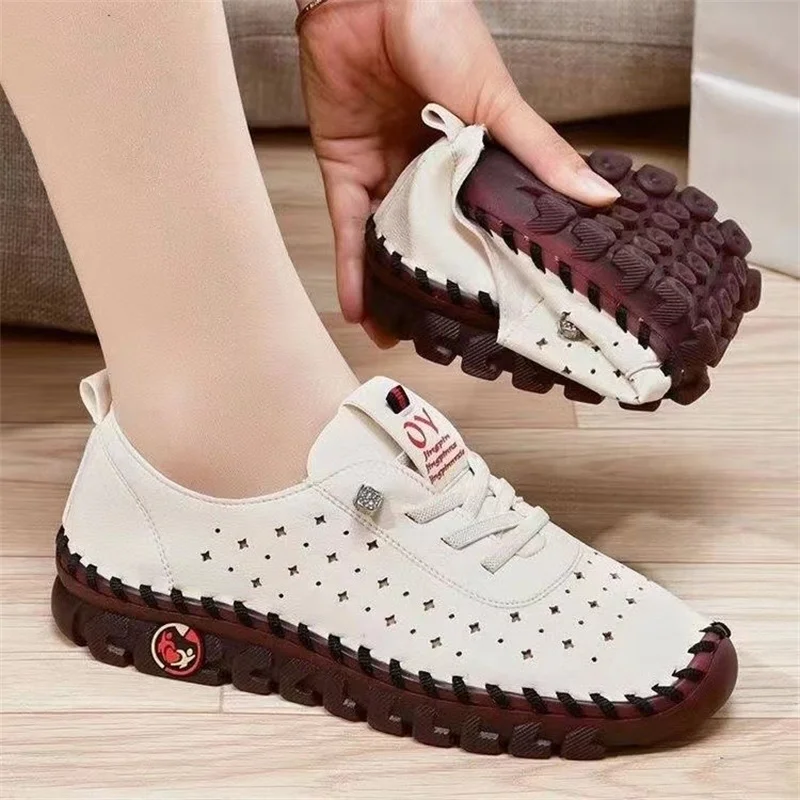 New Spring Sneakers Women Shoes Platform Loafers Casual Lace Up Leather Flat Slip-On Mom Shoe Mujer Zapatos Chaussure Femme