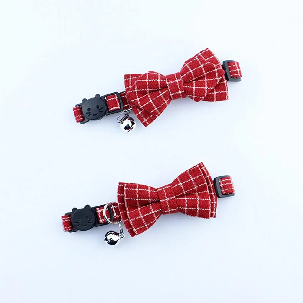 

Удобный ошейник для кошек, ожерелье на шею для домашних питомцев с бантом и клетчатым принтом, ожерелье для кошек и собак