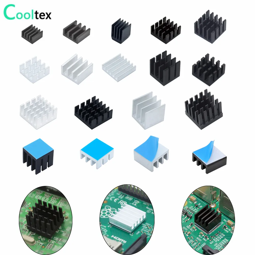 

Aluminum Heatsink Mini Heat sink for Electronic RAM MOS IC Chip 3D Printer Raspberry Pi Cooling With Thermal Conductive Tape