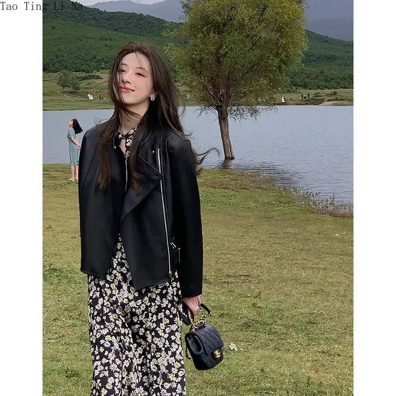 2023 Women New Spring Loose Casual Genuine Sheep Leather Jacket Real Sheepskin Leather Coat W16