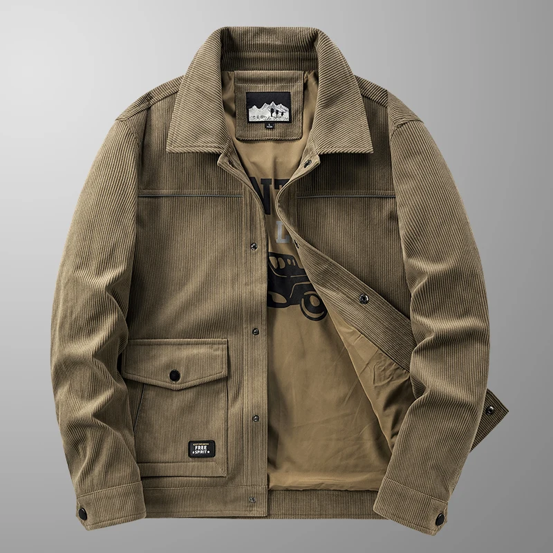 

Classic Lapel Jacket Men Autumn New Fashion Corduroy Soft Comfortable Tooling Coat Men Casual Simple Multicolor Jacket