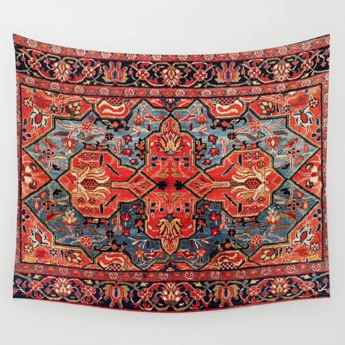 

Kashan Poshti Central Persian Rug Print Tapestry Wall Hanging Beach Throw Rug Blanket Camping Tent Travel Sleeping Pad Tapestry