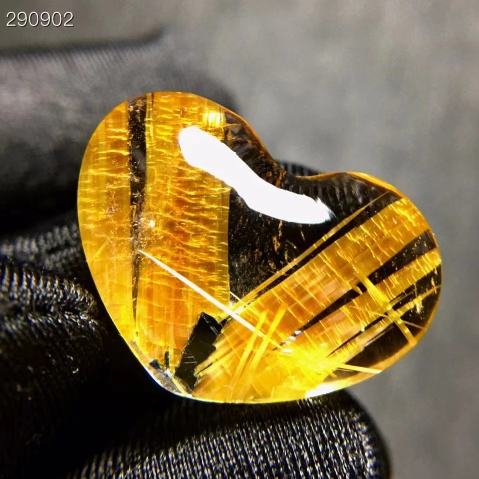 

Natural Gold Rutilated Quartz Heart Love Pendant Necklace Brazil 23*16.5*7.4mm Gold Rutilted 18K Gold Women Men Jewelry AAAAAAA