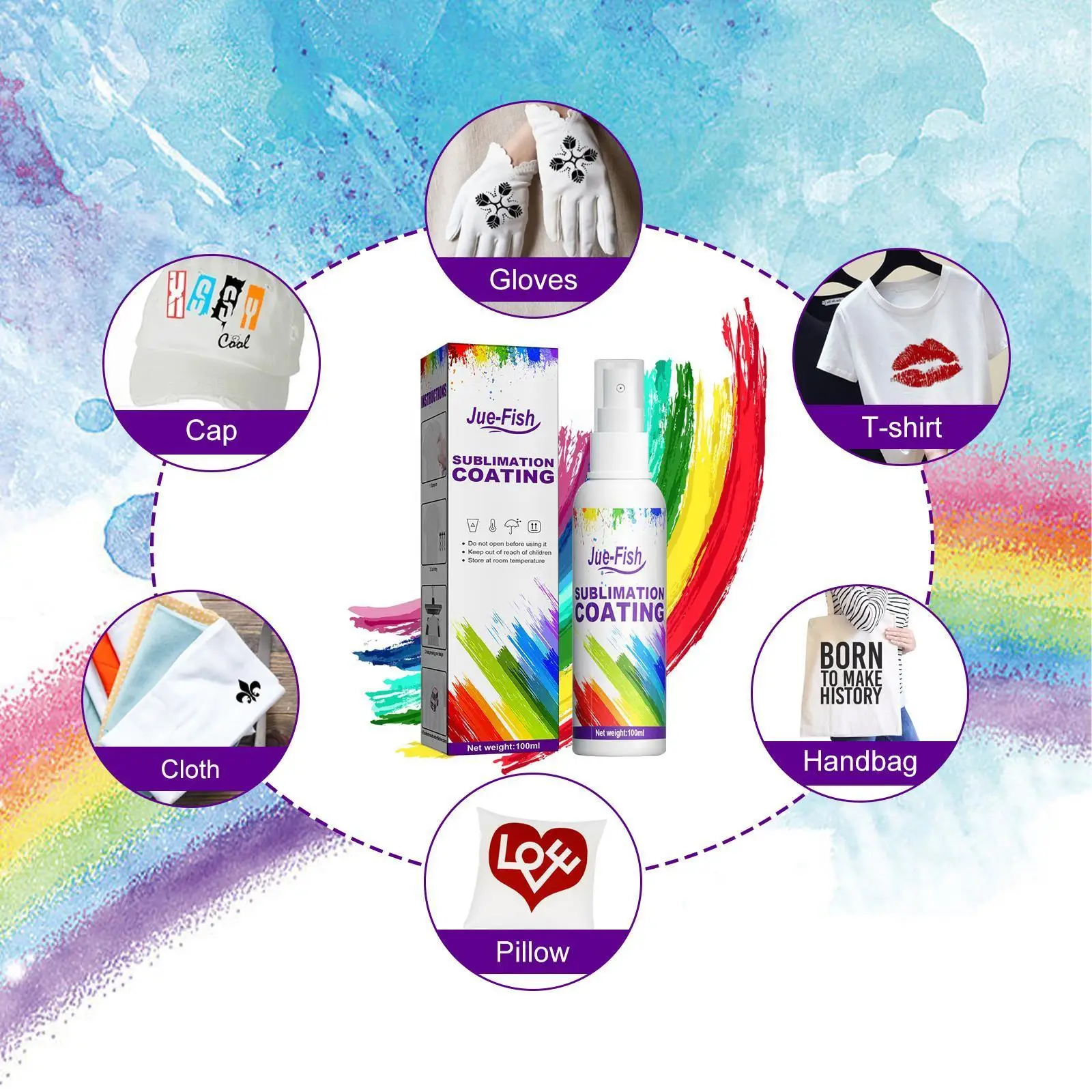 

100ml Sublimation Coating Spray Quick-drying Spray For All Cotton T-shirt All Fabric All-Purpose Cleaner Household Cleaning X3N7