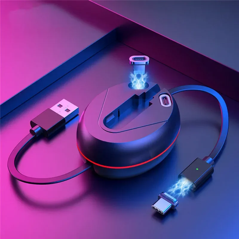 

3A Magnetic Fast Chargeing Cable With 3 Magnetic Head For iPhone Lightning for Xiaomi Type-C Micro Universal Retractable