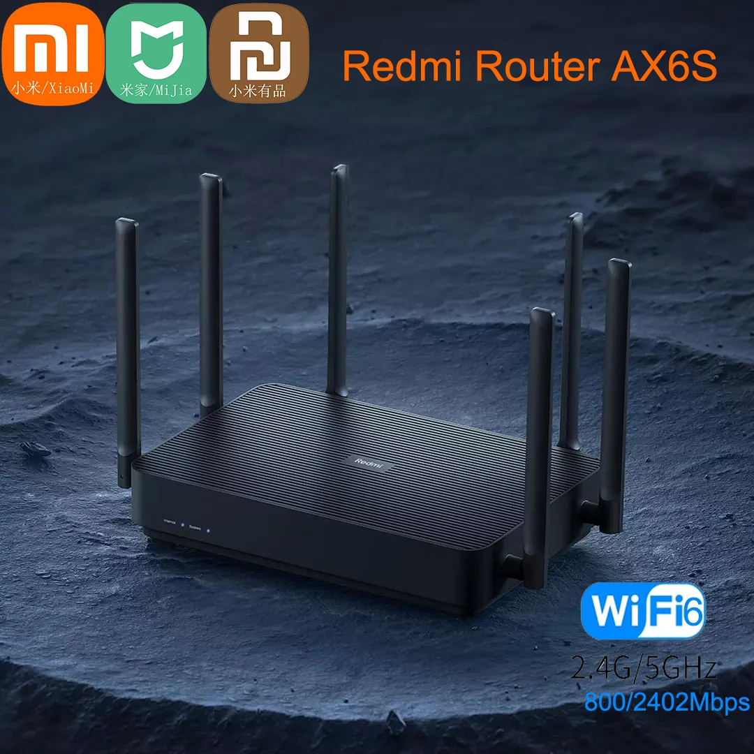 Xiaomi Mijia Redmi Router Ax6s Wifi 6 3200 Mbps 2.4/5GHz Dual Frequency MIMO-OFDMA High Gain Mesh Route Dual-core 1.35GHz CPU