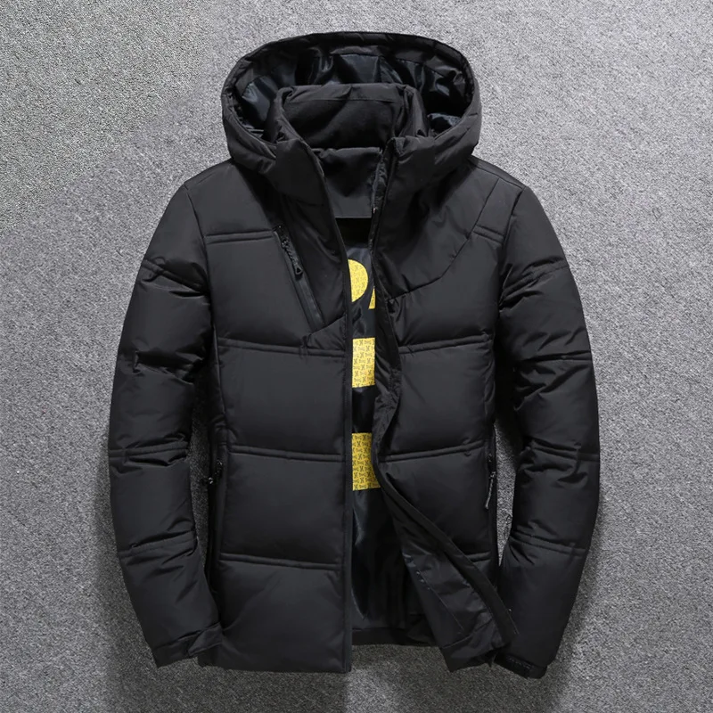Autumn and winter men's short down jacket light outdoor sports men's jacket high neck removable windproof hood youth workwear