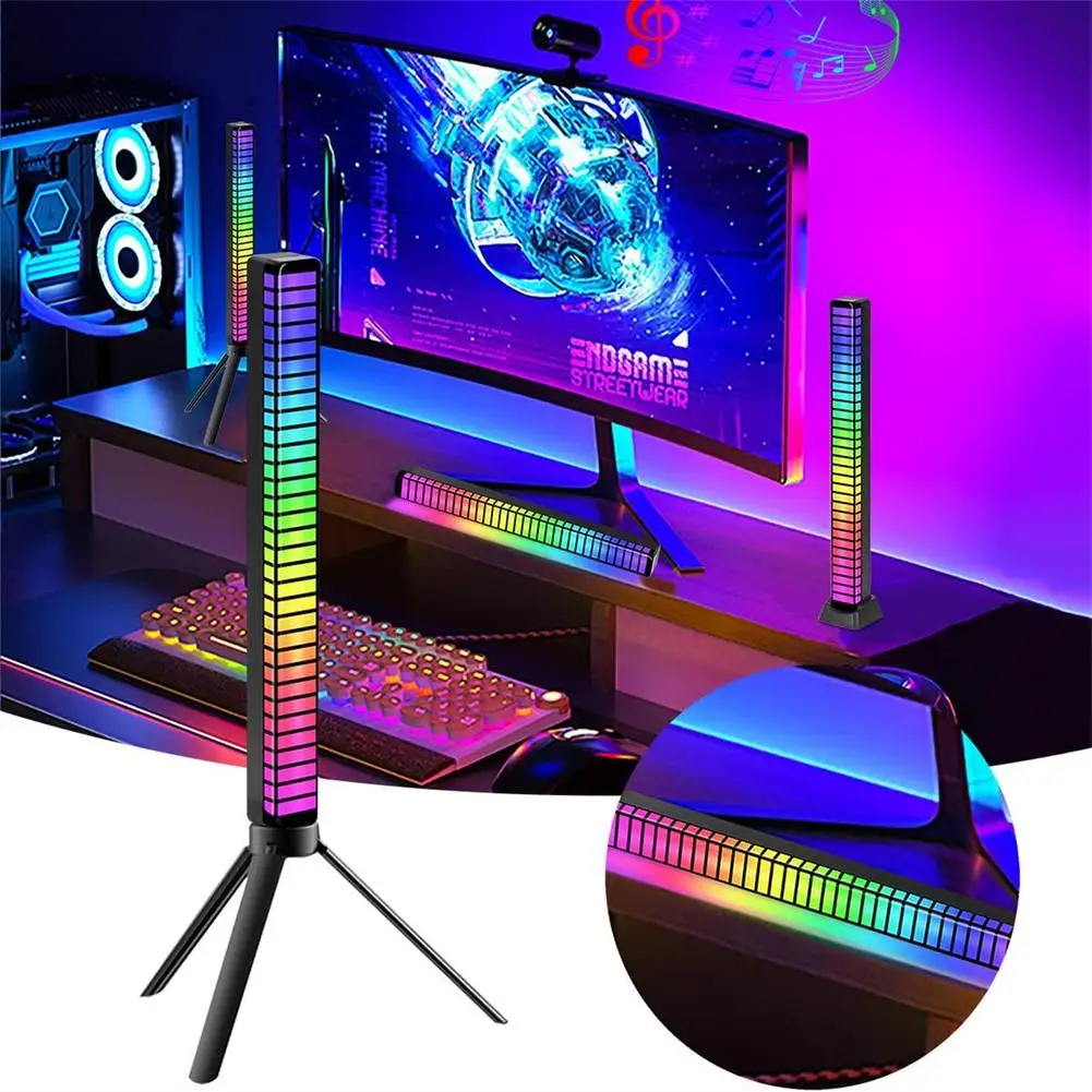 

Светодиодная лента RGB с управлением звуком, лампа с поддержкой Bluetooth, с ритмом музыки и окружающим освещением, для украшения дома