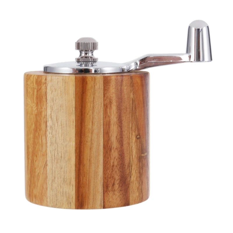

Pepper Mill, Hand Crank Wood Pepper Grinder with Classic Handle and Adjustable Ceramic Rotor