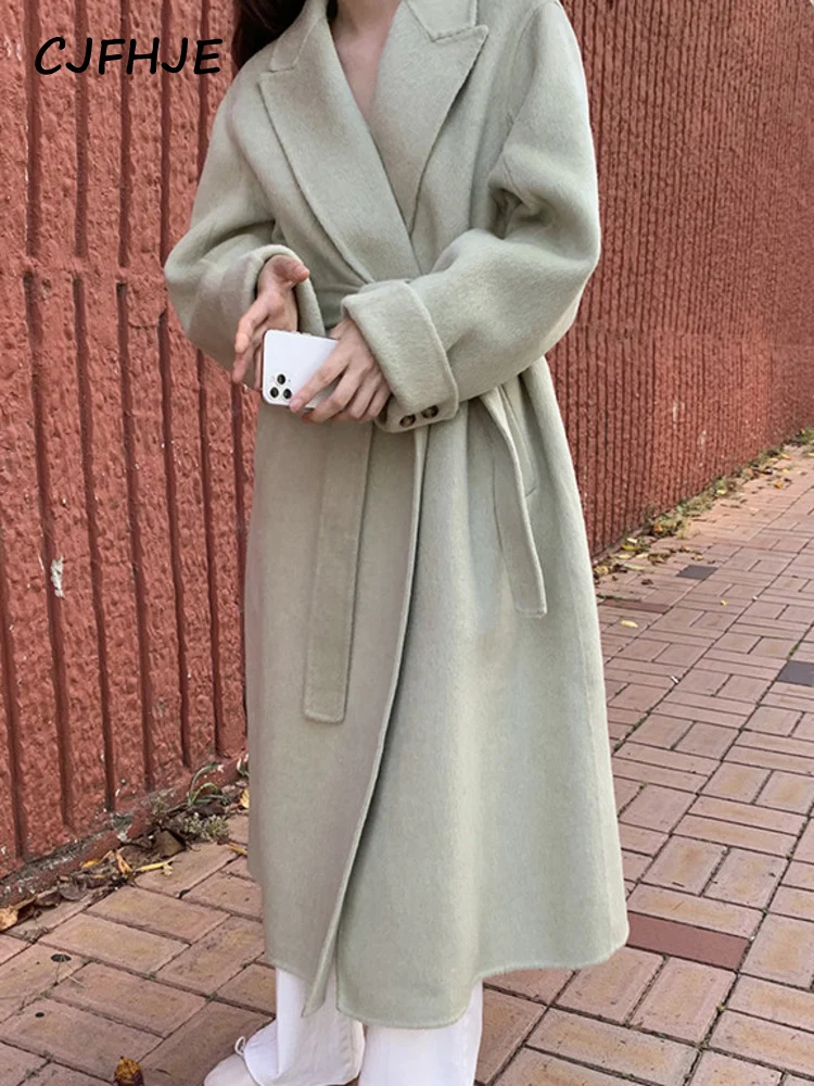 CJFHJE пурпурное шерстяное Смешанное пальто для женщин корейская мода серый тренд с