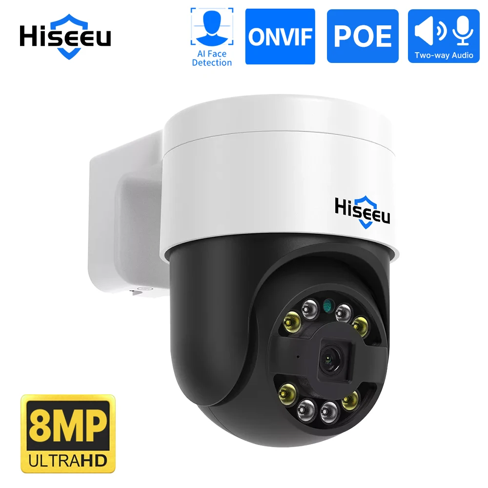 

Hiseeu 4K 8MP POE PTZ IP Camera 5X Digital Zoom Face Detection Outdoor Video Surveillance CCTV Cameras for Xmeye NVR ONVIF