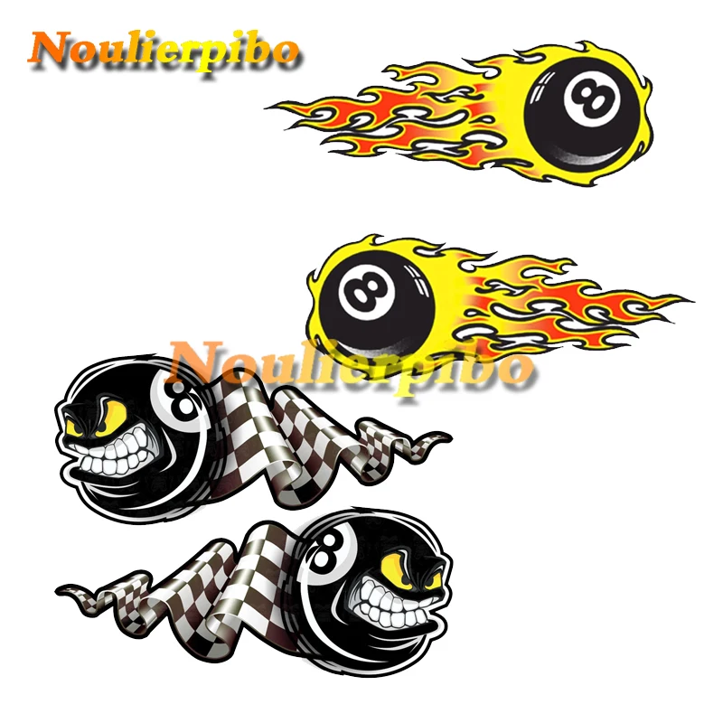 

2pcs Set of Pc Eight Ball Flame Stickers Vinyl Waterproof Die Cut Decals Hard Hat Motorcycle Helmet Toolbox Car Decals