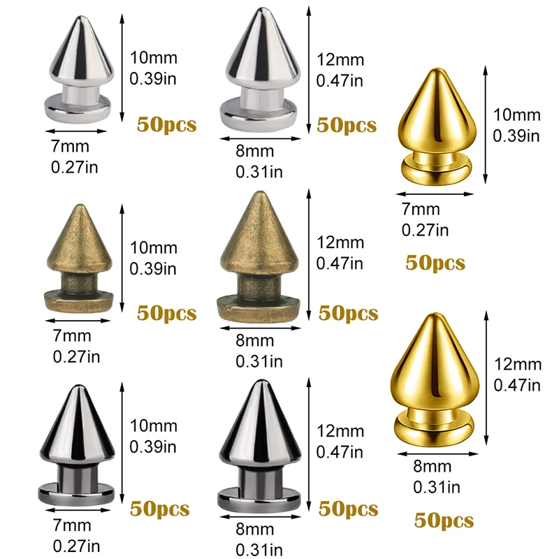SHWAKK 50 шт. заклепки в стиле панк винтовые и шипы для одежды поделки своими руками