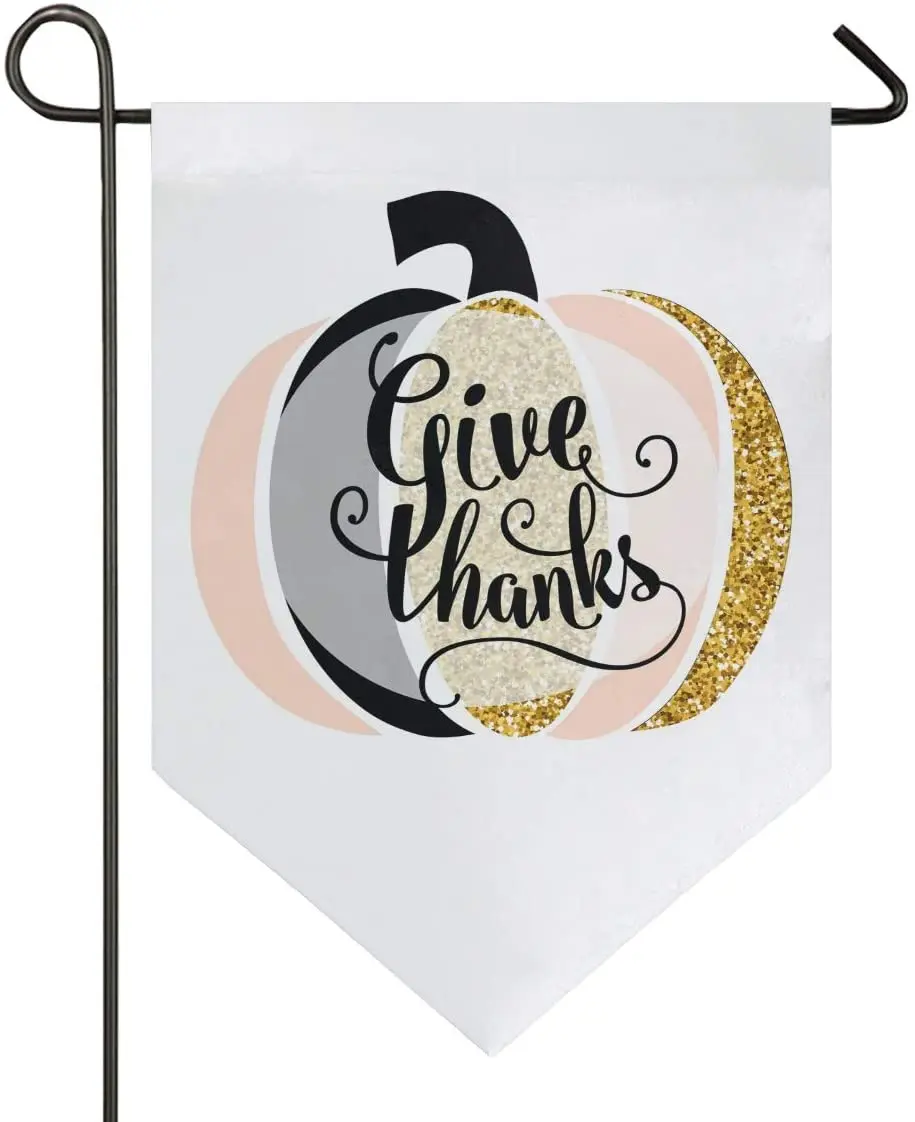 

Thanksgiving Pumpkin Give Garden Flag Welcome Home House Flags Double Sided Yard Banner Outdoor Decor Banner for Outside House Y