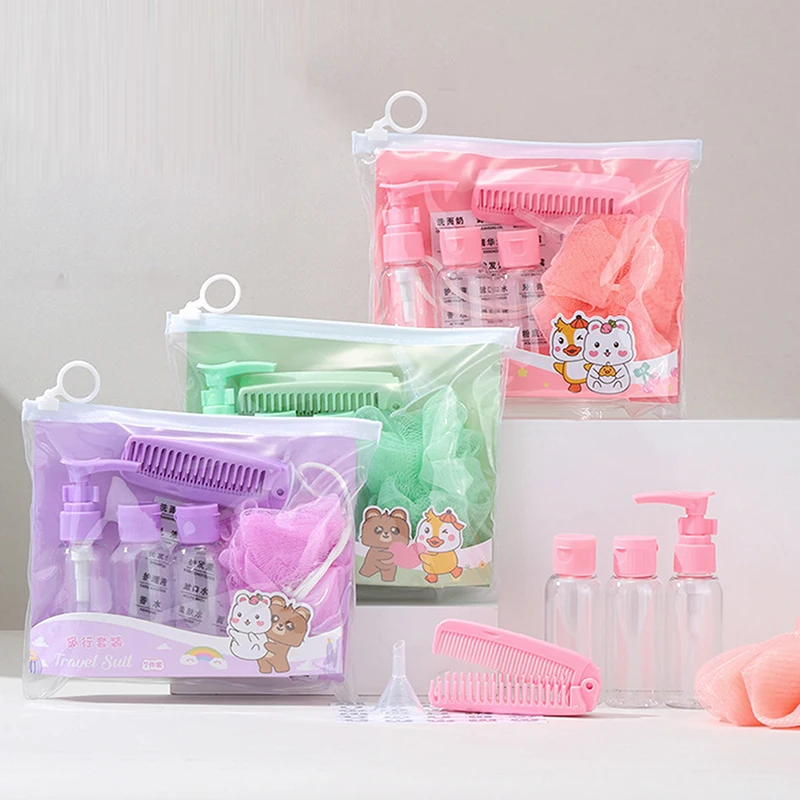 7 шт. набор дорожных бутылок пустой многоразовый спрей сжимаемый шампунь мыло