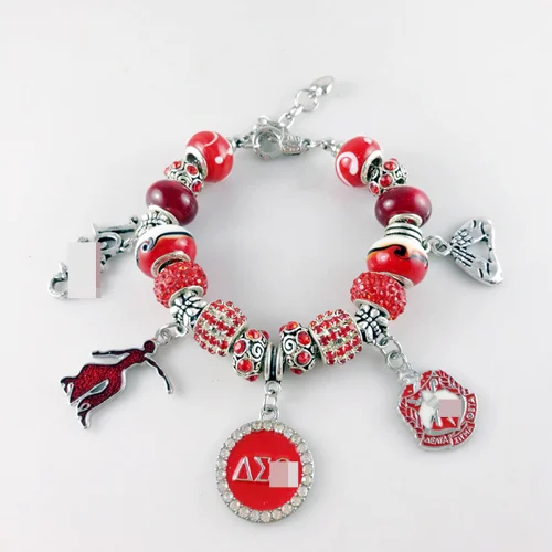 Оригинальный красный браслет с бусинами в европейском стиле