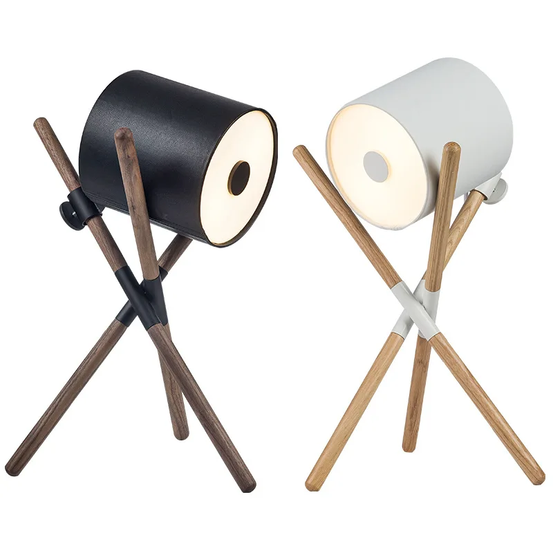 

Nordic Walnut Solid Wood ABS Triangle Floor Lamp Modern Lying Drum Standing Bedroom Living Room Home LED Floor Lights Fixtures