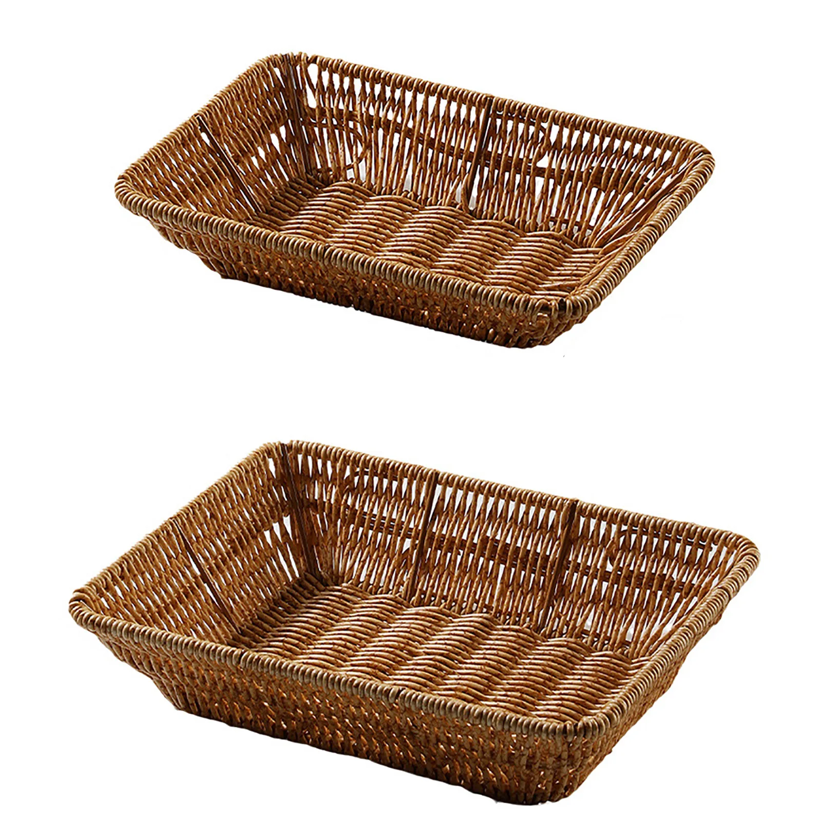 

Rattan Woven Storage Basket Artificial Rattan Wicker Basket Food Fruit Bread Snack Plate Bathroom Home Cosmetic Sundries Basket