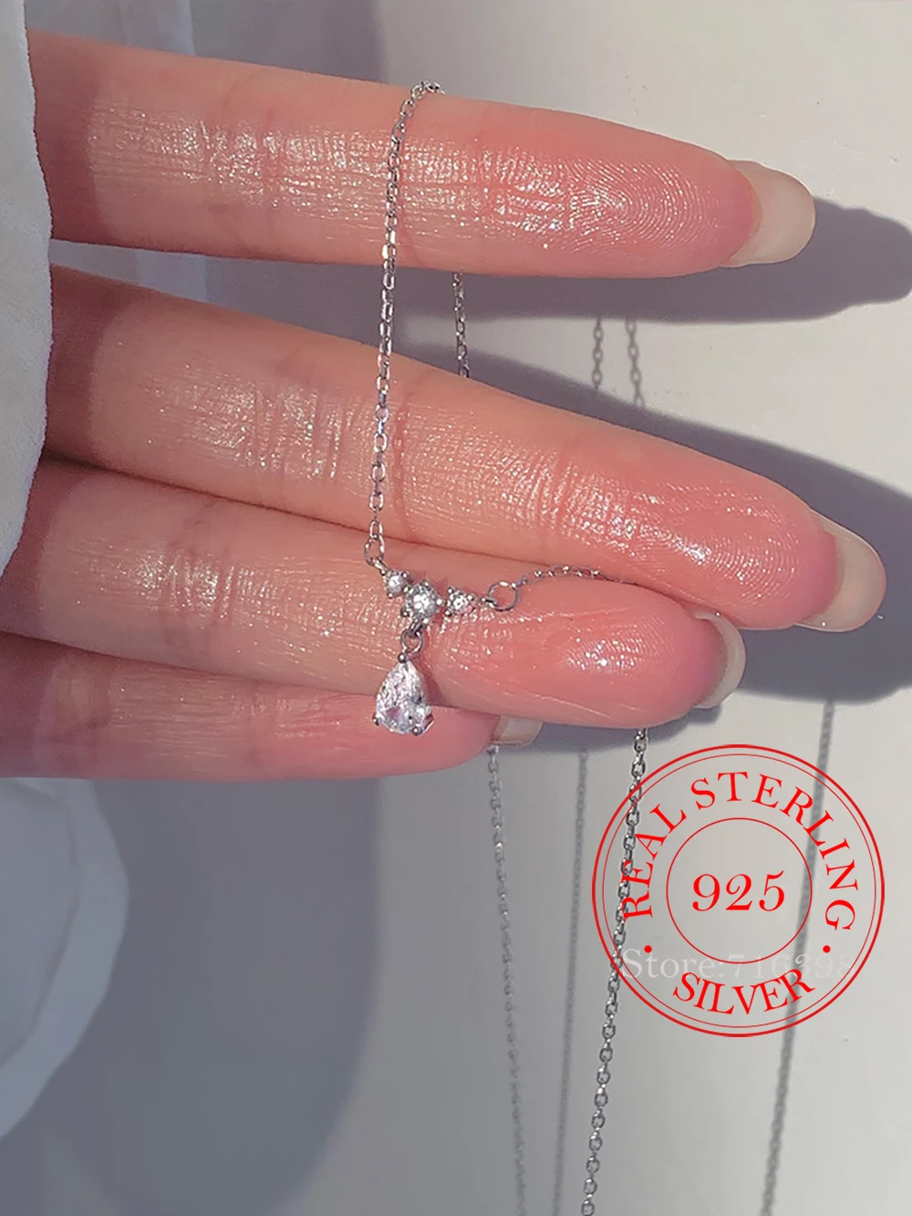 

S925 Sterling Silver Waterdrop Tassel Choker Necklace Korean Geometric Necklaces for Women Necklaces Wedding Party Jewelry Gift